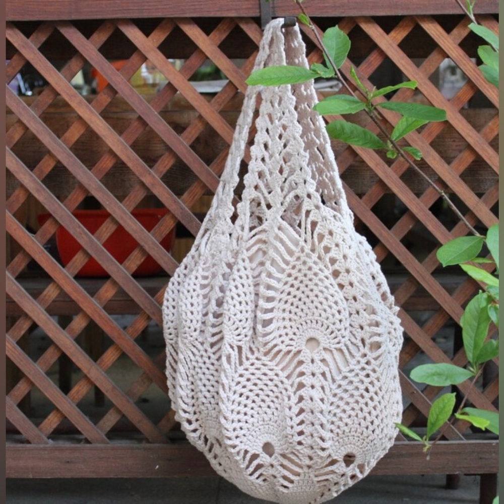 Large Beige Crochet Bag, Crochet Beach Bag, Natural Color Crochet Bag